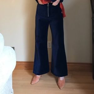 Paloma Wool Navy Wadi Velvet Flare Pants